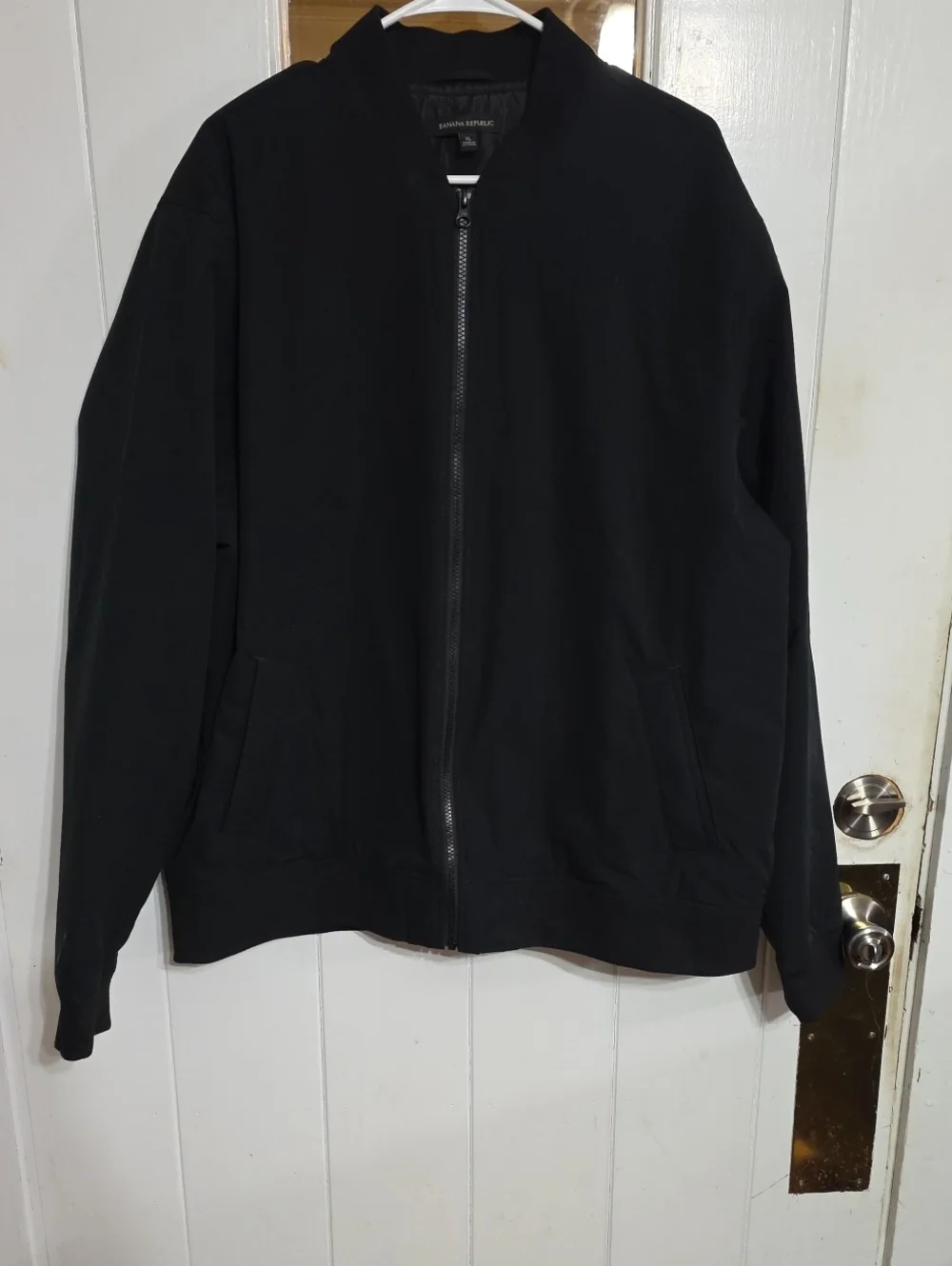 Banana Republic Men's Black Full-Zip Bomber Jacket Pockets Stylish Sz  XL EUC